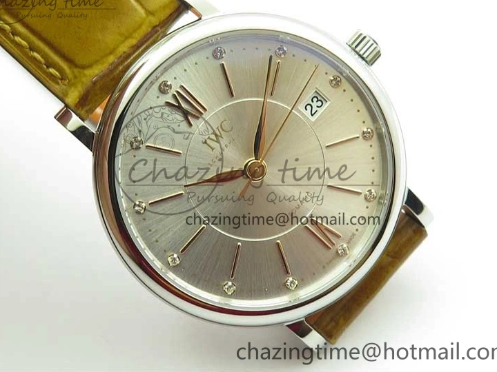 MIROTIME 0515 Durable Portofino 37mm SS V7F 1:1 Best Edition White Dial on Light Brown Leather Strap A 7092
